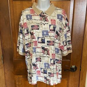 Vintage Rare American Summer Clothing Company polo US postage stamp print XL